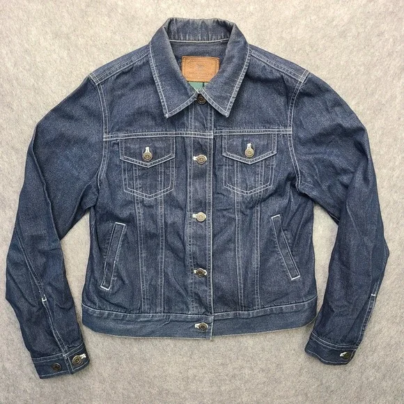 Vintage Lauren Ralph Lauren Trucker Jacket Women's Petite M Blue Denim Y2K - Picture 2 of 10